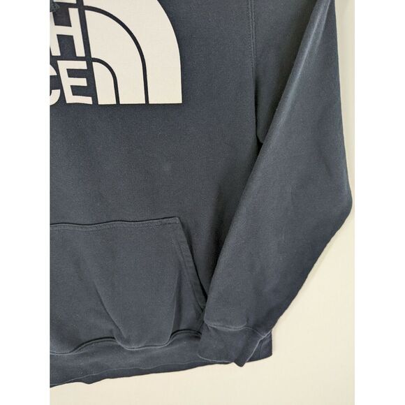 Men's North Face Navy Blue Spell Out Logo Hooded Sweatshirt, Large - Picture 3 of 5